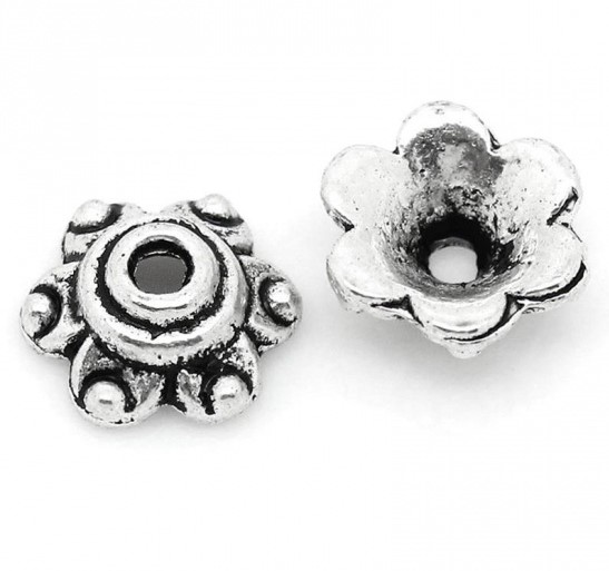 Pärlhattar,  Silver 6mm Flower dots