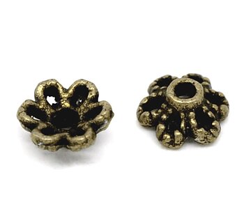Pärlhattar,  Brons 6mm Flower dots