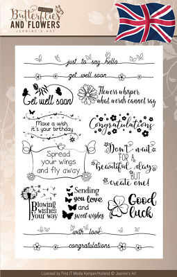 Jeanines Art - Classic Butterflies and Flowers Textstamps