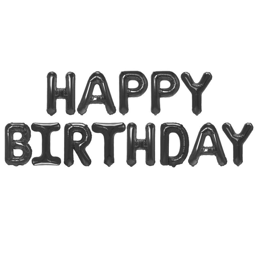 Ballonggirlang "Happy Birthday" | Svart