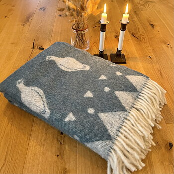 Wool plaid blanket - Skum & Skum - Blue/White