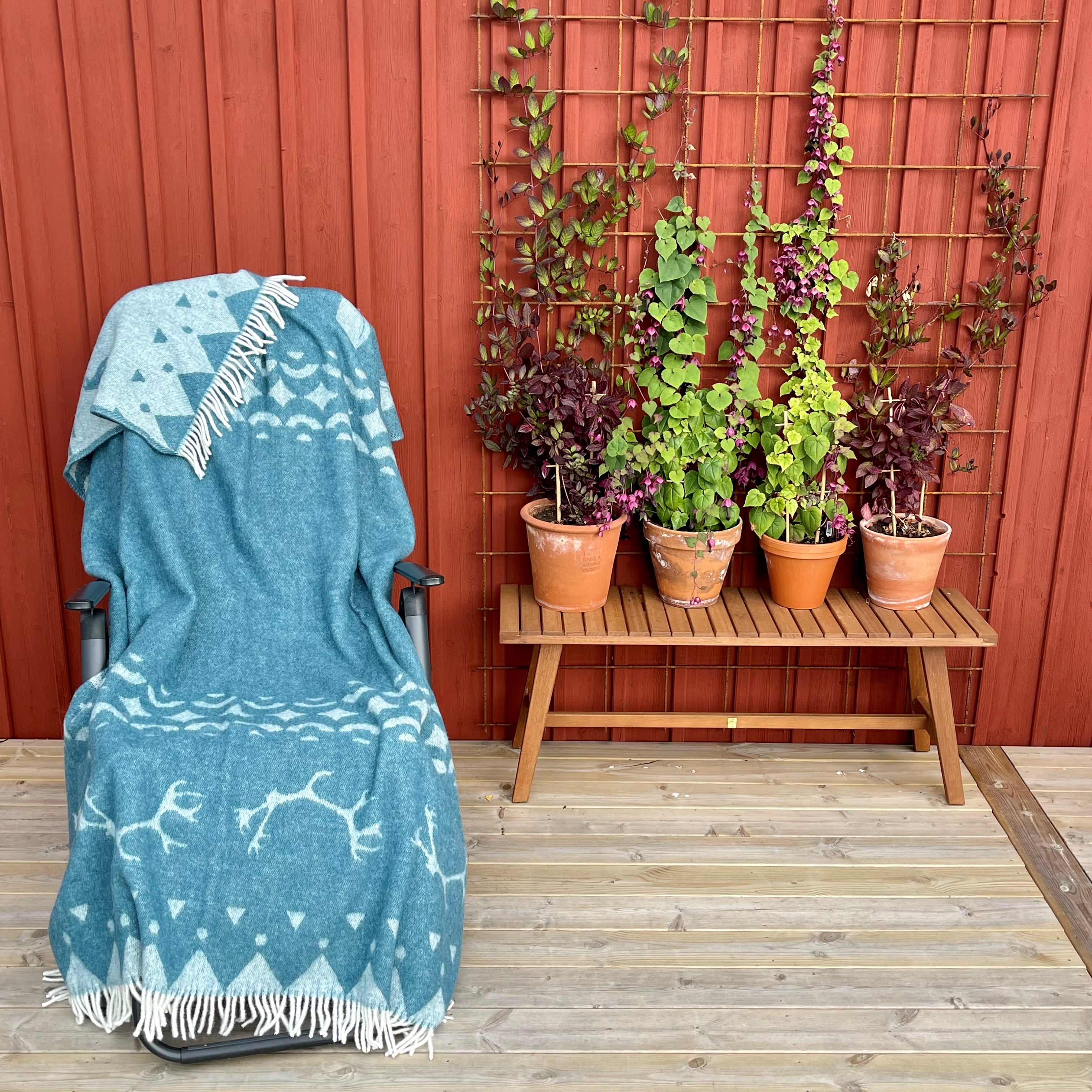 Pläd i 100% lammull - Skum & Skum - Blå/Vit - 2