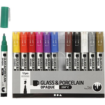 Glas- och porslinstusch 12 st Mixade Färger