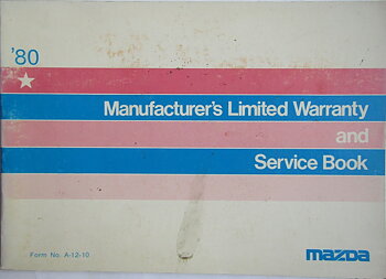 1980 Mazda Manufacturer's Limited Warranty and Service Book 1:a utg