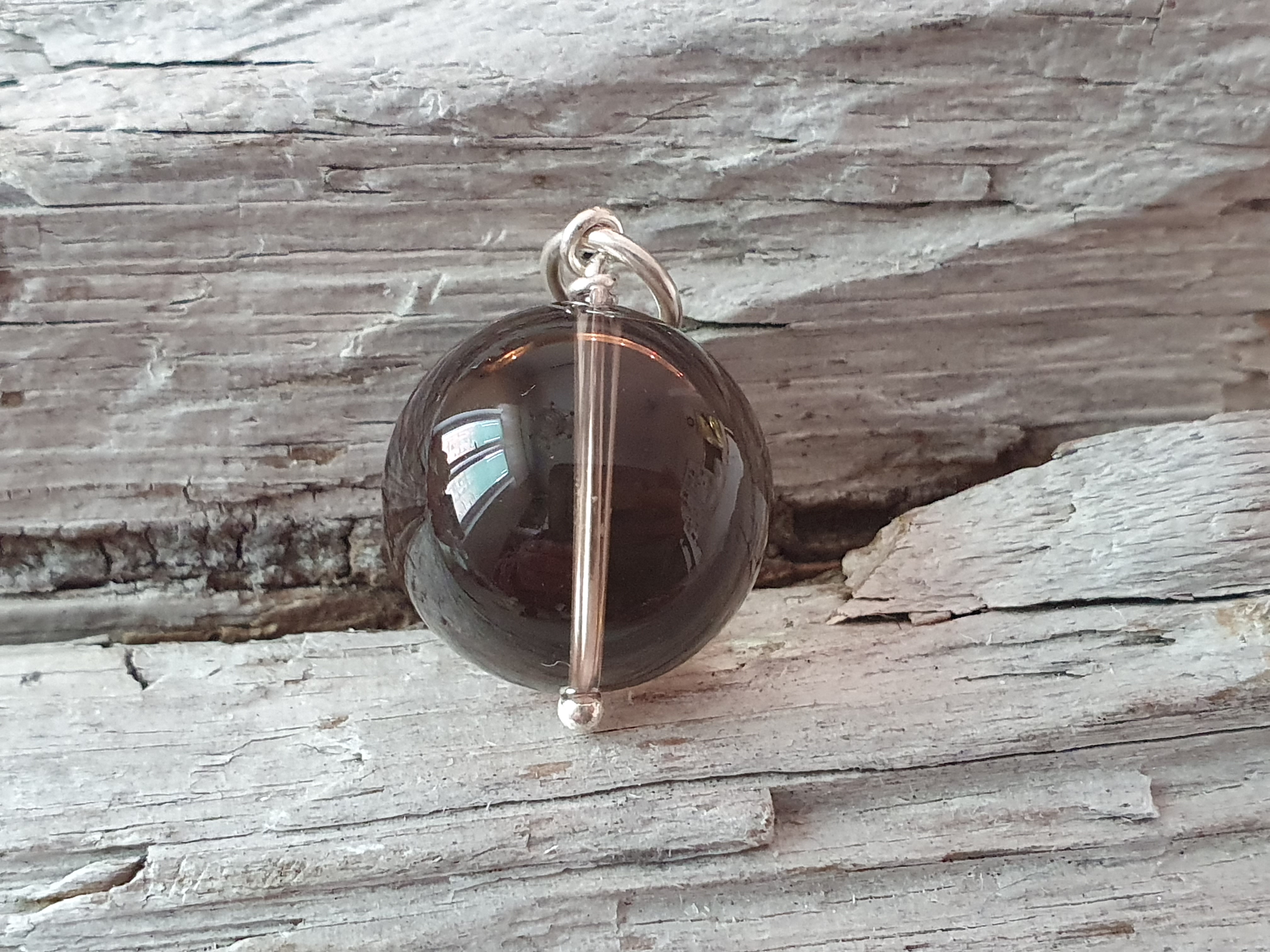 JOD Bubbles: Rökkvarts kula 18mm, hänge 925-silver