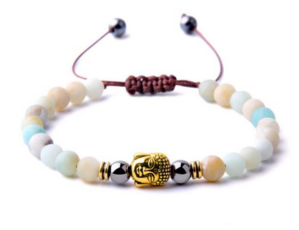 Amazonit Armband med  Guld Buddha