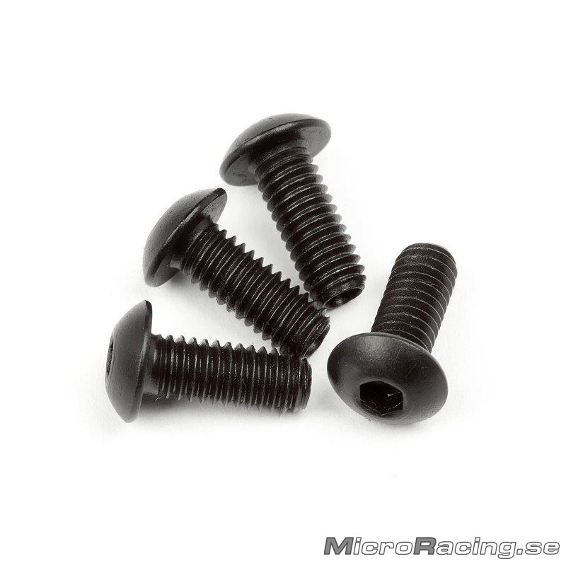 DEAL* HB RACING - M4x10mm Stål Skruv, Kullrig, Insex, 4st