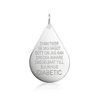 Diabetesdråbe 29*20*1 mm Ægte sølv