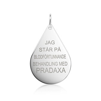 Pradaxa-dråbe 29*20*1 mm Ægte sølv