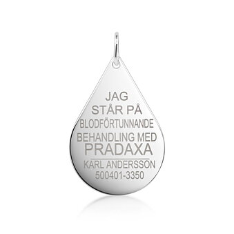 Pradaxa-dråbe 29*20*1 mm Ægte sølv