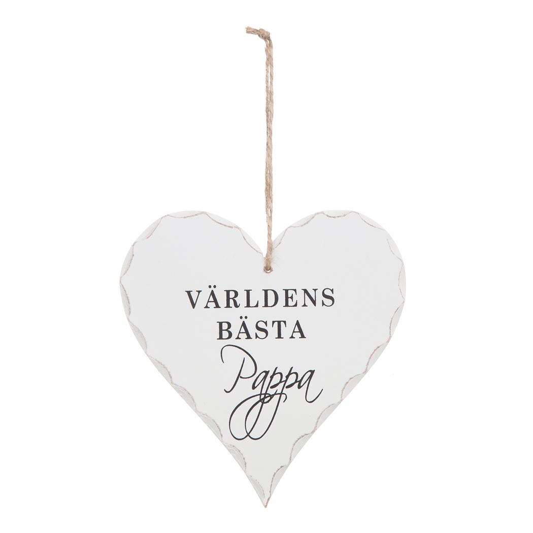 Hängande hjärta i trä - Världens bästa pappa
