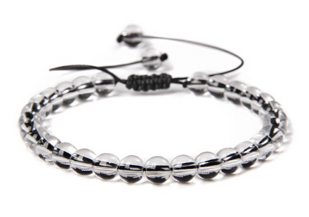 Bergkristall Armband, Justerbar  - 7mm Pärlor