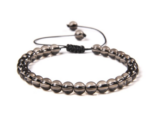 Rökkvarts Armband, Justerbar  - 7mm Pärlor