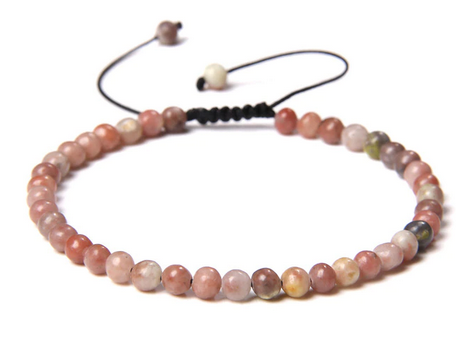 Ljus Rodonit armband  - 4mm Pärlor
