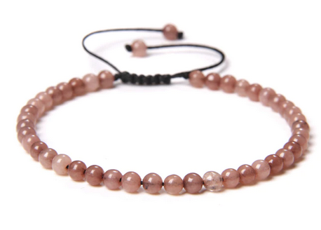 Mörk Jordgubbskvarts (Hematoidkvarts) Armband  - 4mm Pärlor