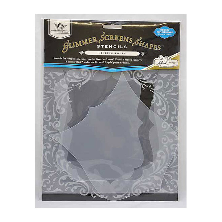 Tattered Angels Glimmer Screens Stencils - Rockin Renaissance Crest & Frame