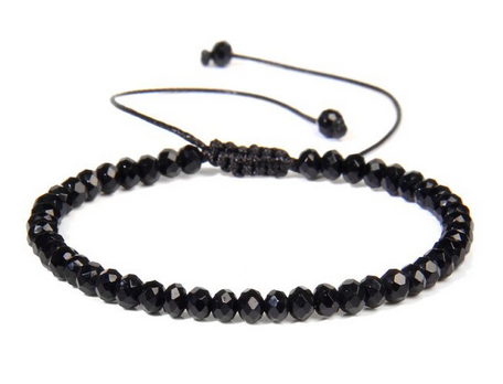 Fasettslipad Svart Onyx Armband  - 4mm Pärlor