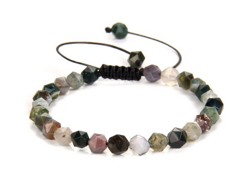 Fasettslipad Indisk Agat Armband  - 6 mm Pärlor