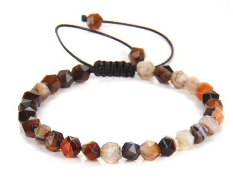 Fasettslipad Karneol / Agat Armband  - 7mm Pärlor