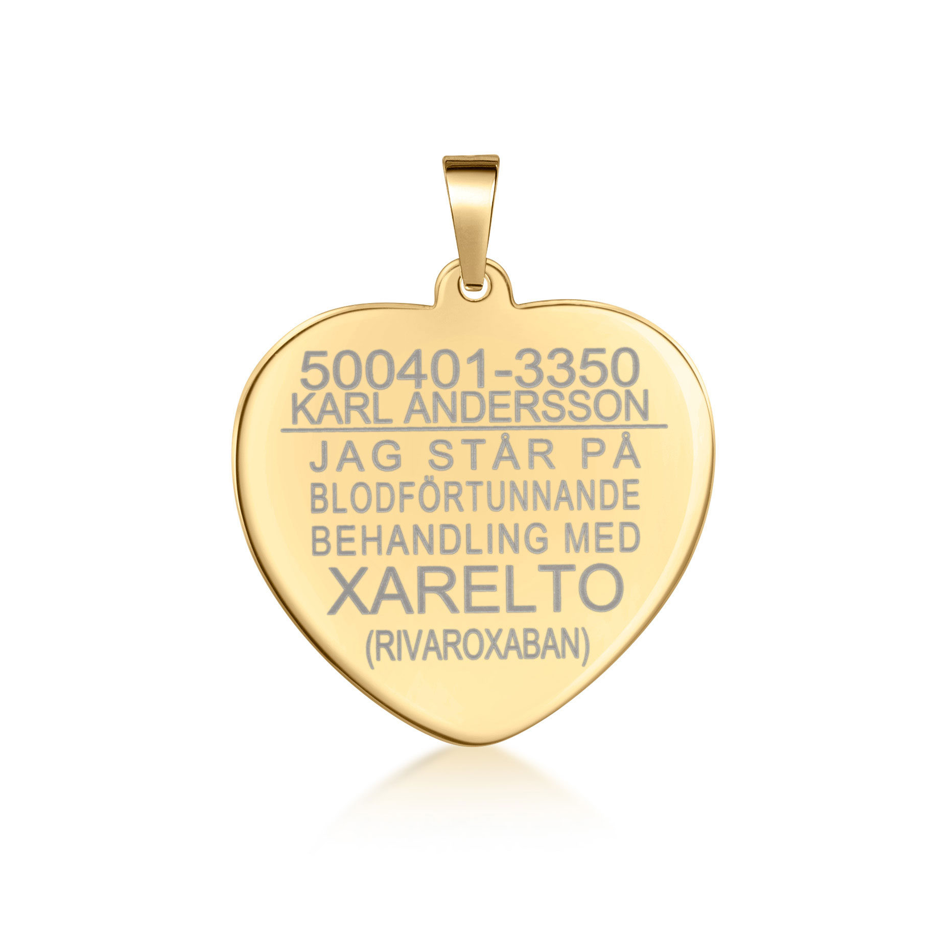 Xarelto sydän 18k kultaa Suuri 26*26*0,5