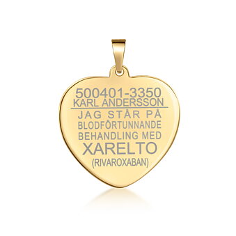 Xarelto hjerte 18k guld stor 26*26*0,5
