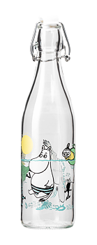 Mumin Glasflaska med patentkork 0,5 l - Fun in the water