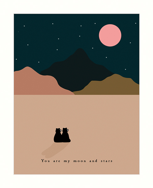 Bears & Night Sky, Greeting Card