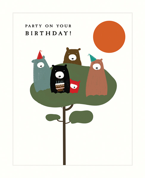 Bears In Tree, Greeting Card