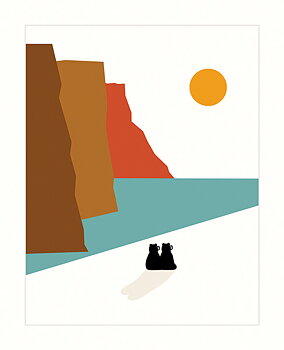Bears, Cliffs & Water, Greeting Card