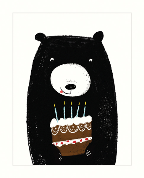Bear & Cake, Greeting Card