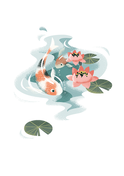 Koi & Lilypads, Greeting Card