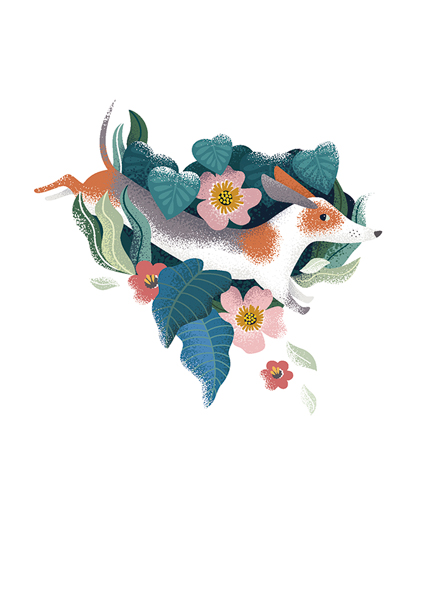 Dachshund In Leaves, Greeting Card