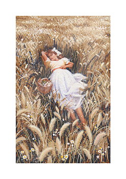 Girl In Barley , Greeting Card