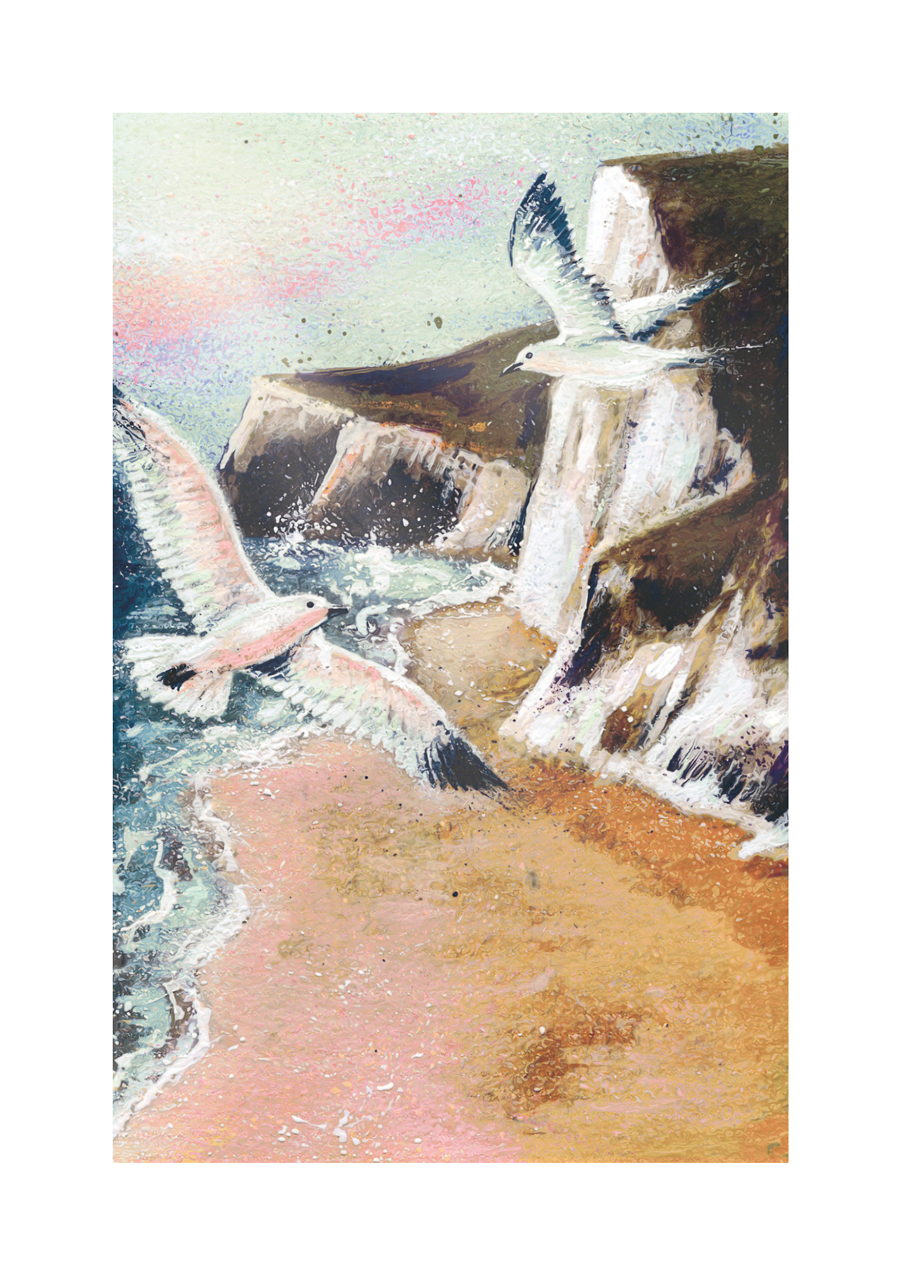 Gulls, Cliffs & Sea, Greeting Card