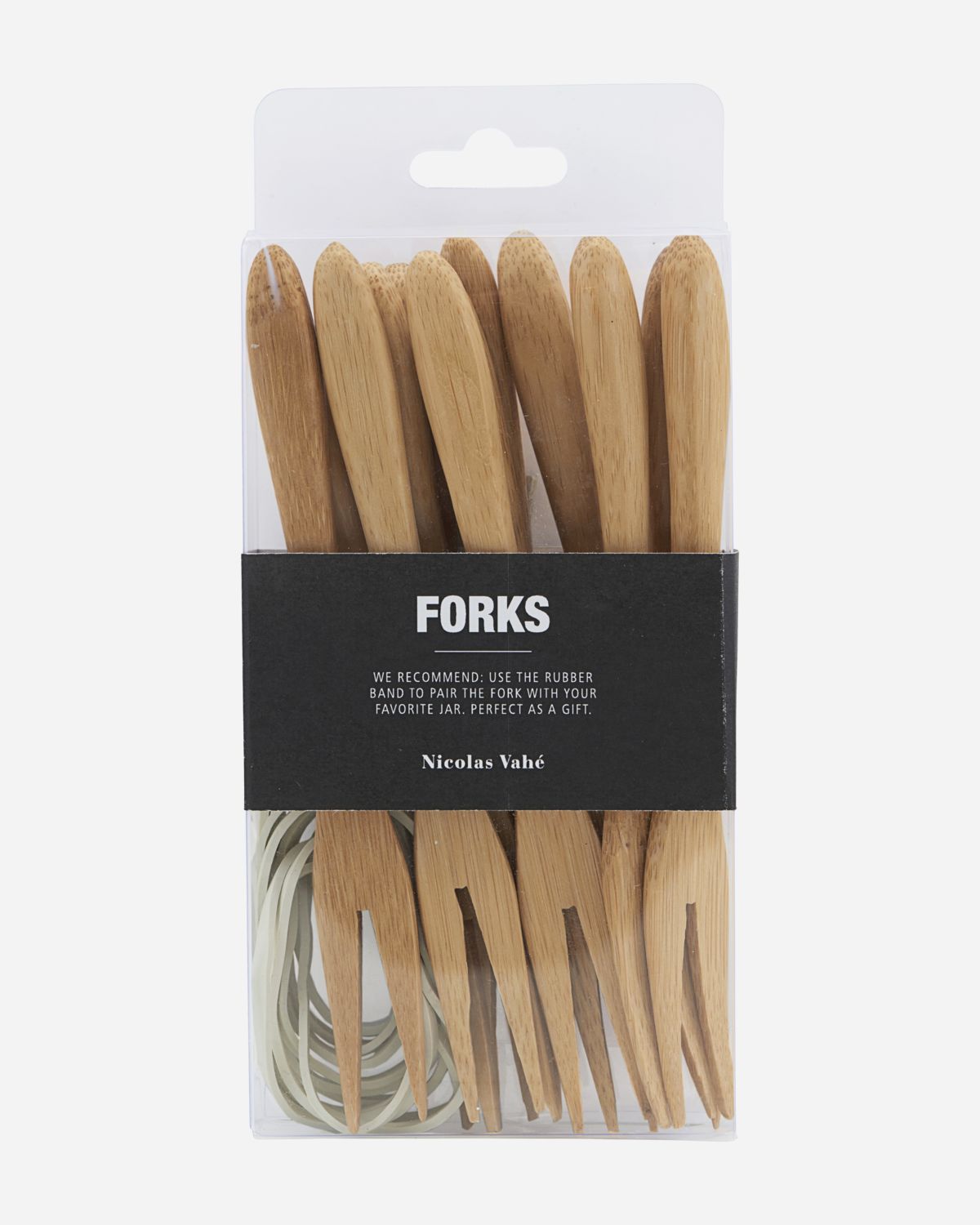 Bambu gaffel, m. Vitt gummiband