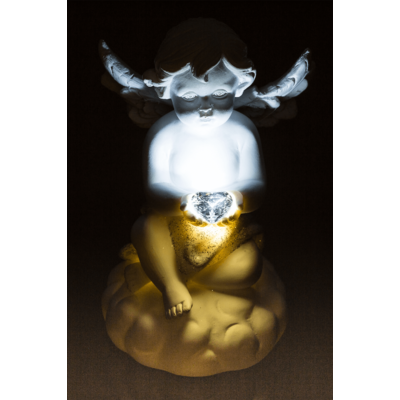 Vit ängel med led lampa - 2