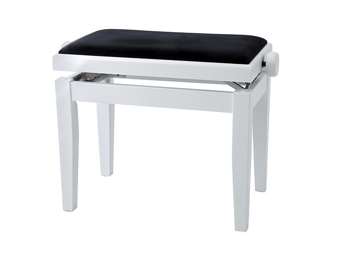 Pianopall - vit matt med svart plysch