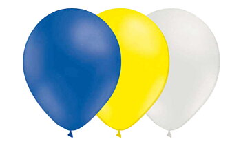 Ballonger 15-pack Gul Blå Vit