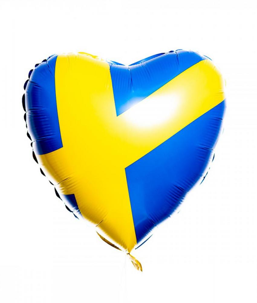 Folieballong | Hjärta med svenska flaggan