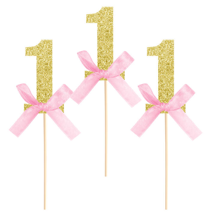 Cake topper | siffra 1 | guld /rosa