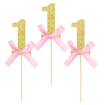 Cake topper | siffra 1 | guld /rosa