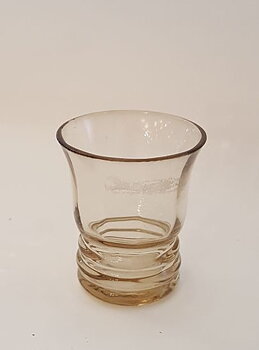 Shot glass, light brown yellow optic 1930s