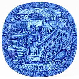 グナー・ニールンド  クリスマスプレート  ブルー 陶板   Wall Plaque  1992年 19,5cm