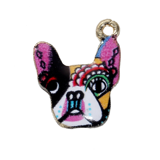 Charm   Enameld Dog,  patterned multi