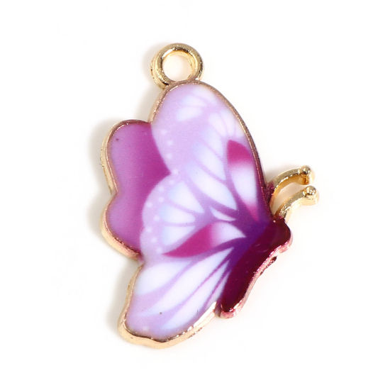 Charm -  Enameld butterfly, purple side