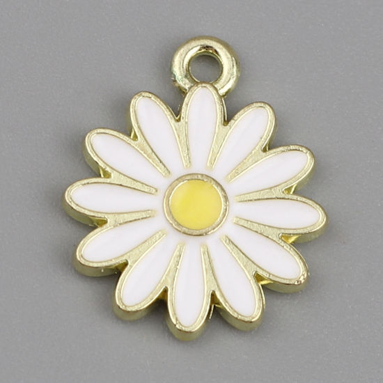 Charm -  Enameld Chrysanthemum flower White