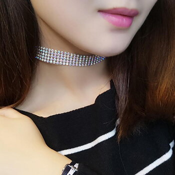 Halsband "Rhinestone Choker" -Multicolor