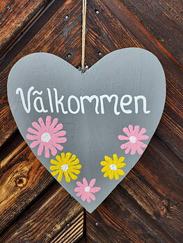 Handgjord välkommen tavla 25x23
