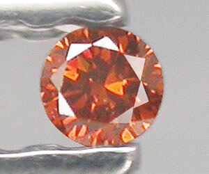 Diamante rojo naranja redondo genuino muy raro de 1,7 mm natural