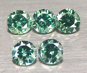 5 lujosos diamantes verdes azules naturales genuinos redondos de 1,6 mm